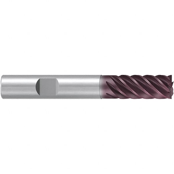 Emuge - 16mm Diam, 32mm LOC, 6 Flute Solid Carbide Roughing & Finishing End Mill - TiAlN Finish, 92mm OAL, 16mm Shank Diam, Weldon Shank, 38° Helix, Long Length - Americas Industrial Supply