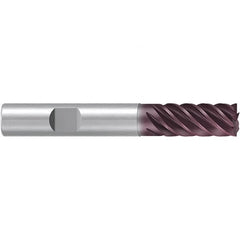 Emuge - 16mm Diam, 32mm LOC, 6 Flute Solid Carbide Roughing & Finishing End Mill - TiAlN Finish, 92mm OAL, 16mm Shank Diam, Weldon Shank, 38° Helix, Long Length - Americas Industrial Supply