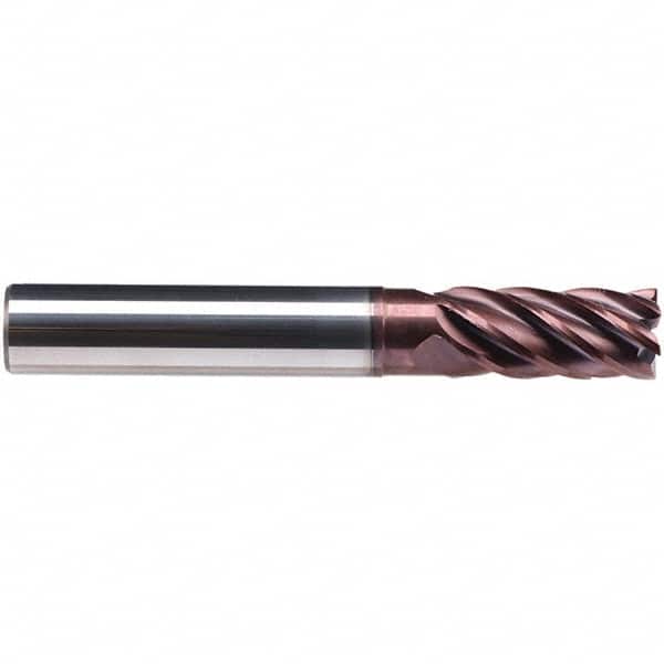 Emuge - 16mm Diam, 32mm LOC, 6 Flute Solid Carbide Roughing & Finishing End Mill - TiAlN Finish, 92mm OAL, 16mm Shank Diam, Cylindrical Shank, 38° Helix, Long Length - Americas Industrial Supply