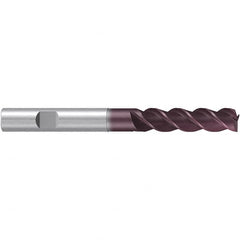 Emuge - 12mm Diam, 36mm LOC, 3 Flute Solid Carbide Roughing & Finishing End Mill - TiAlN Finish, 93mm OAL, 12mm Shank Diam, Weldon Shank, 38° Helix, Centercutting, Extra Long Length - Americas Industrial Supply