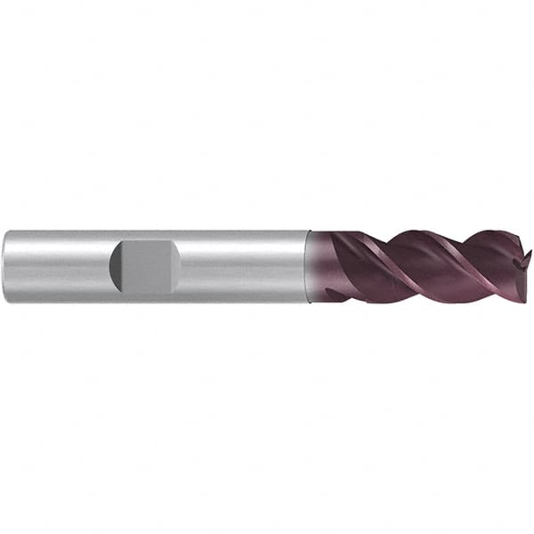 Emuge - 12mm Diam, 22mm LOC, 3 Flute Solid Carbide Roughing & Finishing End Mill - TiAlN Finish, 83mm OAL, 12mm Shank Diam, Weldon Shank, 38° Helix, Centercutting, Long Length - Americas Industrial Supply
