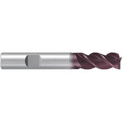 Emuge - 12mm Diam, 22mm LOC, 3 Flute Solid Carbide Roughing & Finishing End Mill - TiAlN Finish, 83mm OAL, 12mm Shank Diam, Weldon Shank, 38° Helix, Centercutting, Long Length - Americas Industrial Supply
