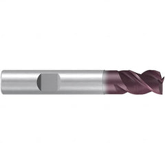 Emuge - 11.7mm Diam, 12mm LOC, 3 Flute Solid Carbide Roughing & Finishing End Mill - TiAlN Finish, 73mm OAL, 12mm Shank Diam, Weldon Shank, 38° Helix, Centercutting, Stub Length - Americas Industrial Supply