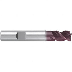 Emuge - 9.7mm Diam, 11mm LOC, 3 Flute Solid Carbide Roughing & Finishing End Mill - TiAlN Finish, 66mm OAL, 10mm Shank Diam, Weldon Shank, 38° Helix, Centercutting, Stub Length - Americas Industrial Supply