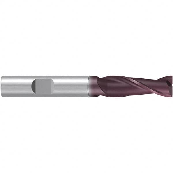 Emuge - 10mm Diam, 30mm LOC, 2 Flute Solid Carbide Roughing & Finishing End Mill - TiAlN Finish, 80mm OAL, 10mm Shank Diam, Weldon Shank, 38° Helix, Centercutting, Extra Long Length - Americas Industrial Supply