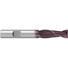 Emuge - 10mm Diam, 30mm LOC, 2 Flute Solid Carbide Roughing & Finishing End Mill - TiAlN Finish, 80mm OAL, 10mm Shank Diam, Weldon Shank, 38° Helix, Centercutting, Extra Long Length - Americas Industrial Supply