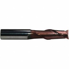 Emuge - 10mm Diam, 30mm LOC, 2 Flute Solid Carbide Roughing & Finishing End Mill - TiAlN Finish, 80mm OAL, 10mm Shank Diam, Cylindrical Shank, 38° Helix, Centercutting, Extra Long Length - Americas Industrial Supply