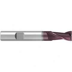 Emuge - 10mm Diam, 19mm LOC, 2 Flute Solid Carbide Roughing & Finishing End Mill - TiAlN Finish, 72mm OAL, 10mm Shank Diam, Weldon Shank, 38° Helix, Centercutting, Long Length - Americas Industrial Supply