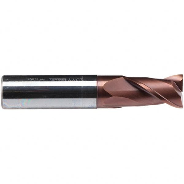 Emuge - 12mm Diam, 22mm LOC, 2 Flute Solid Carbide Roughing & Finishing End Mill - TiAlN Finish, 83mm OAL, 12mm Shank Diam, Cylindrical Shank, 38° Helix, Centercutting, Long Length - Americas Industrial Supply