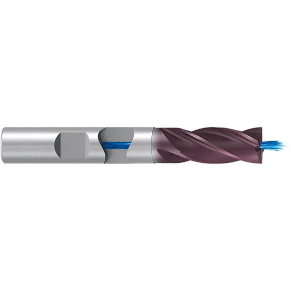 Emuge - 20mm Diam, 38mm LOC, 4 Flute Solid Carbide Roughing & Finishing End Mill - TiAlN Finish, 104mm OAL, 20mm Shank Diam, Weldon Shank, 38° Helix, Long Length - Americas Industrial Supply