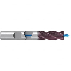 Emuge - 10mm Diam, 22mm LOC, 4 Flute Solid Carbide Roughing & Finishing End Mill - TiAlN Finish, 72mm OAL, 10mm Shank Diam, Weldon Shank, 38° Helix, Long Length - Americas Industrial Supply