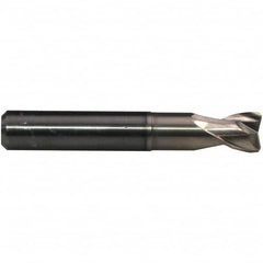 Emuge - 0.5mm Diam, 1mm LOC, 2 Flute Solid Carbide Roughing & Finishing End Mill - CrN Finish, 57mm OAL, 6mm Shank Diam, Cylindrical Shank, 30° Helix, Stub Length - Americas Industrial Supply