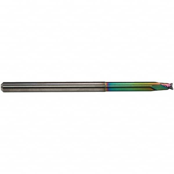 Emuge - 4mm Diam, 4mm LOC, 2 Flute Solid Carbide Roughing & Finishing End Mill - CrN Finish, 80mm OAL, 6mm Shank Diam, Cylindrical Shank, 30° Helix, Extra Long Length - Americas Industrial Supply