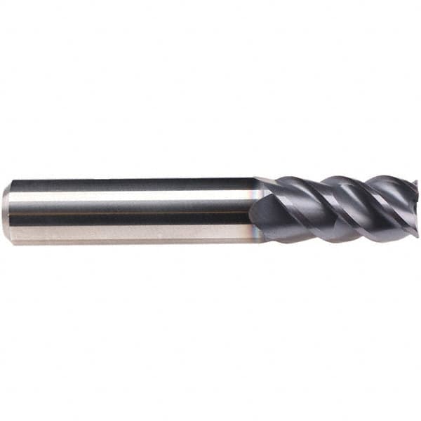 Emuge - 3mm Diam, 8mm LOC, 4 Flute Solid Carbide Roughing & Finishing End Mill - TiAlN Finish, 57mm OAL, 6mm Shank Diam, Cylindrical Shank, 50° Helix, Centercutting, Long Length - Americas Industrial Supply