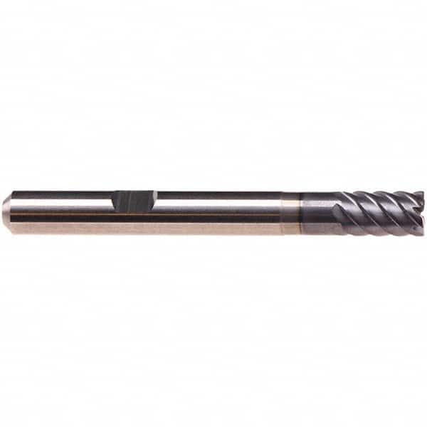 Emuge - 10mm Diam, 14mm LOC, 6 Flute Solid Carbide Roughing & Finishing End Mill - TiAlN Finish, 66mm OAL, 10mm Shank Diam, Weldon Shank, 50° Helix, Stub Length - Americas Industrial Supply