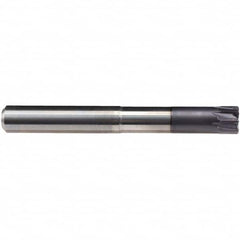Emuge - 12mm Diam, 7mm LOC, 8 Flute Solid Carbide Roughing & Finishing End Mill - TiAlN Finish, 50mm OAL, 12mm Shank Diam, Cylindrical Shank, 0° Helix, Long Length - Americas Industrial Supply