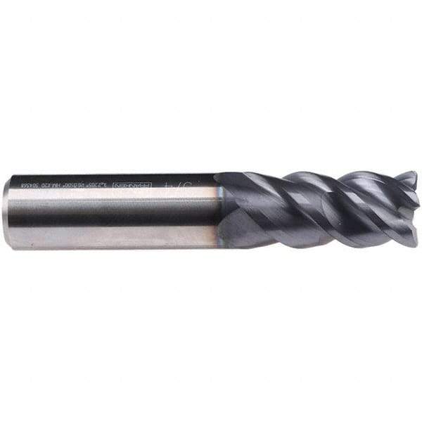 Emuge - 14mm Diam, 35mm LOC, 4 Flute Solid Carbide Roughing & Finishing End Mill - TiAlN Finish, 83mm OAL, 14mm Shank Diam, Weldon Shank, 50° Helix, Centercutting, Long Length - Americas Industrial Supply
