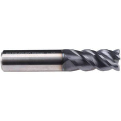 Emuge - 16mm Diam, 40mm LOC, 4 Flute Solid Carbide Roughing & Finishing End Mill - TiAlN Finish, 92mm OAL, 16mm Shank Diam, Weldon Shank, 50° Helix, Centercutting, Long Length - Americas Industrial Supply