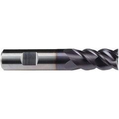 Emuge - 16mm Diam, 32mm LOC, 4 Flute Solid Carbide Roughing & Finishing End Mill - TiAlN Finish, 92mm OAL, 16mm Shank Diam, Weldon Shank, 50° Helix, Centercutting, Long Length - Americas Industrial Supply