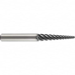 Emuge - 4° Taper Angle per Side, 3mm Small End Diam, 74mm LOC, Solid Carbide 6 Flute Tapered Ball End Mill - AlCr Finish, 140mm OAL, 16mm Shank Diam, Spiral Flute, 38° Helix - Americas Industrial Supply