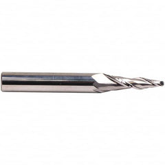 Emuge - 3° Taper Angle per Side, 3.9mm Small End Diam, 20mm LOC, Solid Carbide 2 Flute Tapered Ball End Mill - 62mm OAL, 6mm Shank Diam, Spiral Flute, 30° Helix - Americas Industrial Supply
