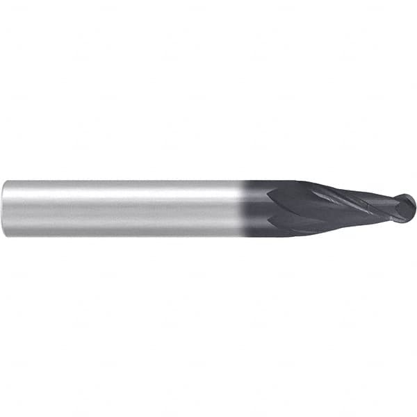 Emuge - 8° Taper Angle per Side, 5.28mm Small End Diam, 19mm LOC, Solid Carbide 2 Flute Tapered Ball End Mill - AlCr Finish, 63mm OAL, 8mm Shank Diam, Spiral Flute, 30° Helix - Americas Industrial Supply