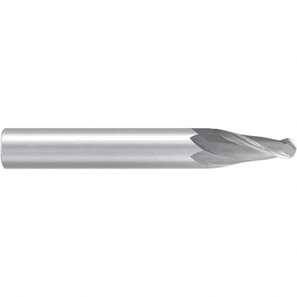 Emuge - 6° Taper Angle per Side, 4.28mm Small End Diam, 15mm LOC, Solid Carbide 2 Flute Tapered Ball End Mill - 62mm OAL, 6mm Shank Diam, Spiral Flute, 30° Helix - Americas Industrial Supply
