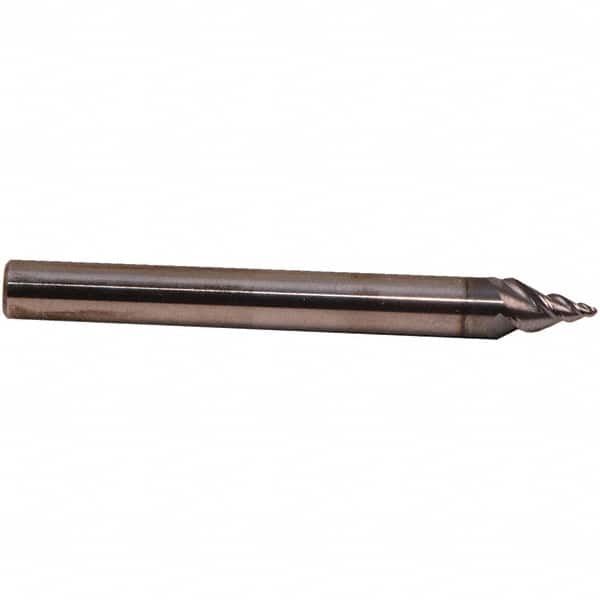 Emuge - 17.5° Taper Angle per Side, 3.26mm Small End Diam, 8mm LOC, Solid Carbide 3 Flute Tapered Ball End Mill - AlCr Finish, 57mm OAL, 6mm Shank Diam, Spiral Flute, 45° Helix - Americas Industrial Supply