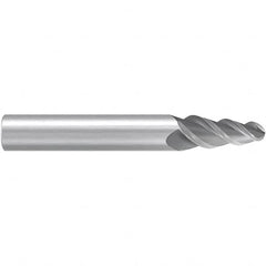 Emuge - 17.5° Taper Angle per Side, 3.26mm Small End Diam, 8mm LOC, Solid Carbide 3 Flute Tapered Ball End Mill - 57mm OAL, 6mm Shank Diam, Spiral Flute, 45° Helix - Americas Industrial Supply