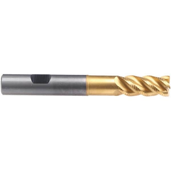Emuge - 10mm Diam, Fine Pitch, 22mm LOC, 4 Flute Solid Carbide 45° Corner Chamfer Roughing End Mill - TiN/TiAlN Finish, 80mm OAL, 10mm Shank Diam, Single End, Extended Reach, 45° Helix - Americas Industrial Supply