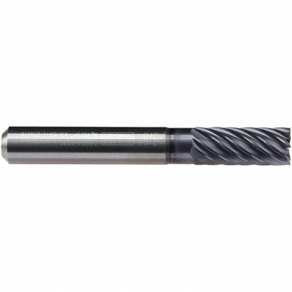 Emuge - 5/16" Diam, 3/4" LOC, 8 Flute Solid Carbide Roughing & Finishing End Mill - TiAlN Finish, 2-1/2" OAL, 5/16" Shank Diam, Cylindrical Shank, 40° Helix, Long Length - Americas Industrial Supply