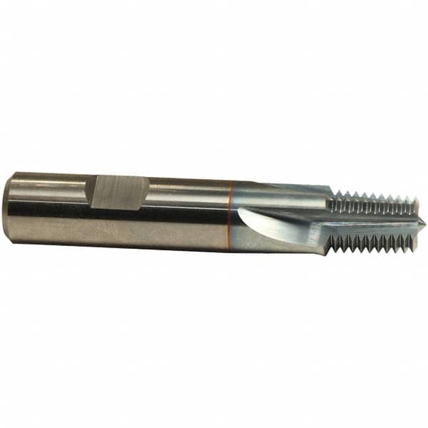 Emuge - 1/16-27 Thread, 5/16" Shank Diam, TiCN Coating, Solid Carbide Straight Flute Thread Mill - 3 Flutes, 2-1/4" OAL, 1/16" Min Noml Diameter - Exact Industrial Supply