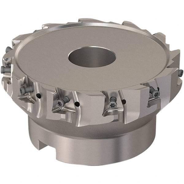 Seco - 12 Inserts, 5" Cut Diam, 38.1mm Arbor Diam, 12mm Max Depth of Cut, Indexable Square-Shoulder Face Mill - 90° Lead Angle, 63mm High, LOEX12 Insert Compatibility, Through Coolant, Series 220.94-12 - Americas Industrial Supply