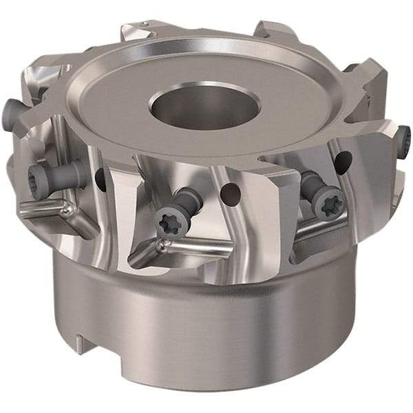 Seco - 8 Inserts, 2-1/2" Cut Diam, 19.05mm Arbor Diam, 12mm Max Depth of Cut, Indexable Square-Shoulder Face Mill - 90° Lead Angle, 40mm High, LOEX12 Insert Compatibility, Through Coolant, Series 220.94-12 - Americas Industrial Supply