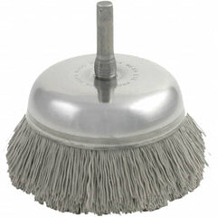 Brush Research Mfg. - 2-3/4" Diam, 1/4" Shank Diam, Nylon Fill Cup Brush - Aluminum Oxide Abrasive Material, 0.018 Wire Diam, 3/4" Trim Length, 8,000 Max RPM - Americas Industrial Supply