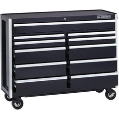 Craftsman - 11 Drawer 1,200 Lb Capacity Steel Tool Roller Cabinet - 52" Wide x 40-3/4" High x 18" Deep, Roller Bearing Drawer Slides, Black - Americas Industrial Supply