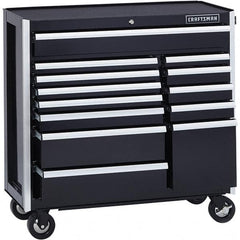 Craftsman - 13 Drawer 1,200 Lb Capacity Steel Tool Roller Cabinet - 41" Wide x 40-3/4" High x 18" Deep, Roller Bearing Drawer Slides, Black - Americas Industrial Supply