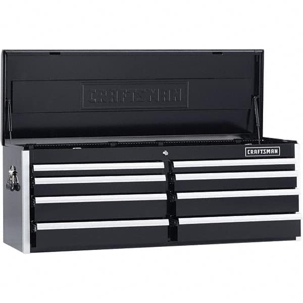 Craftsman - 1 Compartment 8 Drawer Top Tool Chest - 52-5/32" Wide x 18" Deep x 19-3/4" High, Steel, Black - Americas Industrial Supply