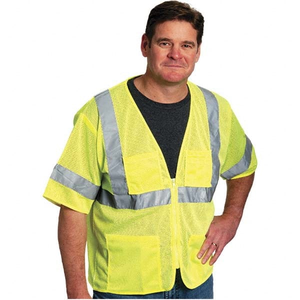 PIP - Size L Yellow Mesh General Purpose High Visibility Vest - Americas Industrial Supply