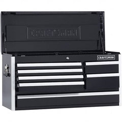 Craftsman - 1 Compartment 7 Drawer Top Tool Chest - 40-1/2" Wide x 16" Deep x 19-3/4" High, Steel, Black - Americas Industrial Supply