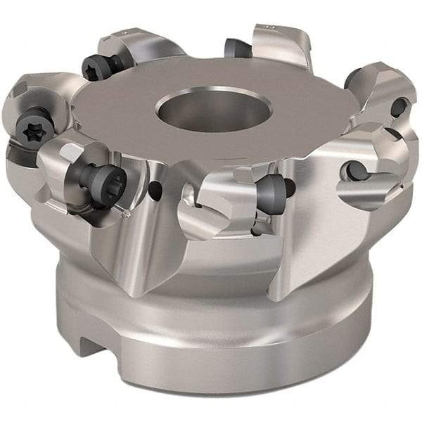 Seco - 140.4mm Cut Diam, 6mm Max Depth, 2" Arbor Hole, 8 Inserts, RP..1204 Insert Style, Indexable Copy Face Mill - R220.29 Cutter Style, 7,600 Max RPM, 2 High, Through Coolant, Series R220.29 - Americas Industrial Supply