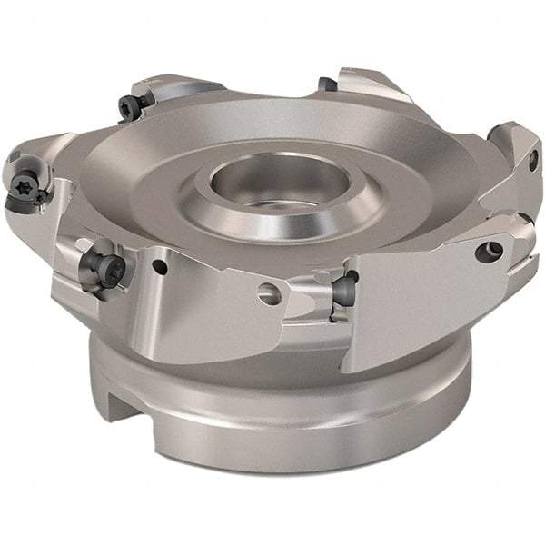 Seco - 100mm Cut Diam, 6mm Max Depth, 32mm Arbor Hole, 7 Inserts, RP..1204 Insert Style, Indexable Copy Face Mill - R220.29 Cutter Style, 8,400 Max RPM, 63mm High, Through Coolant, Series R220.29 - Americas Industrial Supply