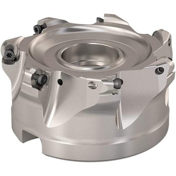 Seco - 89.6mm Cut Diam, 6mm Max Depth, 1-1/2" Arbor Hole, 7 Inserts, RP..1204 Insert Style, Indexable Copy Face Mill - R220.29 Cutter Style, 8,800 Max RPM, 2 High, Through Coolant, Series R220.29 - Americas Industrial Supply