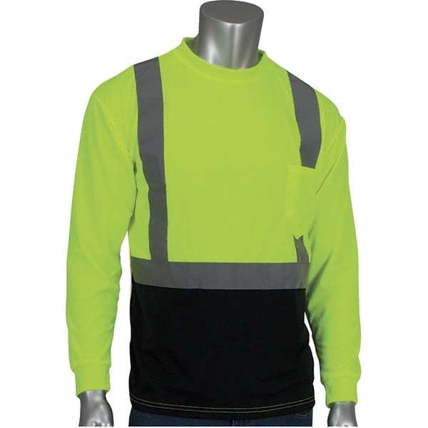 PIP - Size 3XL Black & Hi-Vis Yellow High Visibility Long Sleeve T-Shirt - Americas Industrial Supply