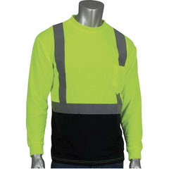 PIP - Size 3XL Black & Hi-Vis Yellow High Visibility Long Sleeve T-Shirt - Americas Industrial Supply