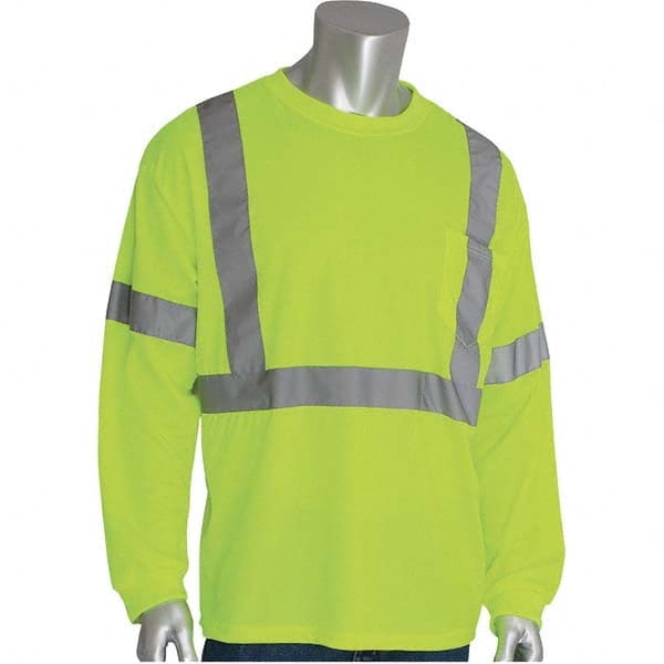 PIP - Size L Hi-Vis Yellow High Visibility Long Sleeve T-Shirt - Americas Industrial Supply