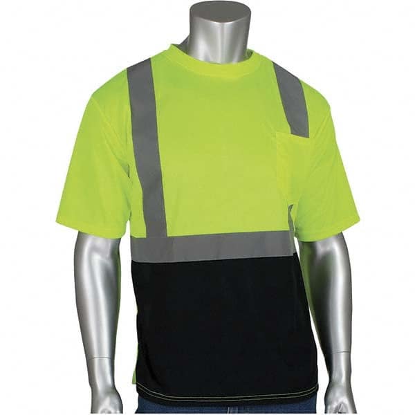 PIP - Size 4XL Black & Hi-Vis Yellow High Visibility Short Sleeve T-Shirt - Americas Industrial Supply
