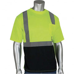 PIP - Size S Black & Hi-Vis Yellow High Visibility Short Sleeve T-Shirt - Americas Industrial Supply