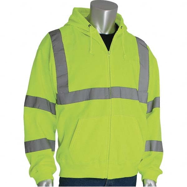 PIP - Size 5XL Hi-Vis Yellow High Visibility Long Sleeve Sweatshirt - Americas Industrial Supply