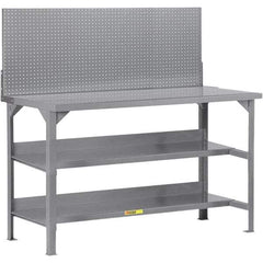Little Giant - 60 Wide x 30" Deep x 36" High, 12 Gauge Steel Workbench - 12 Gauge Steel Top, Fixed Legs, Gray - Americas Industrial Supply
